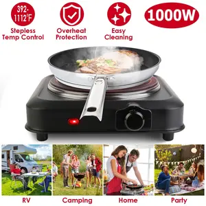 1200W Electric Infrared Single Burner Portable Heating Hot Plate Stove Countertop RV Hotplate with 7.5' Glass Cooktop Stepless Temperature Adjustments for Home RV Camp