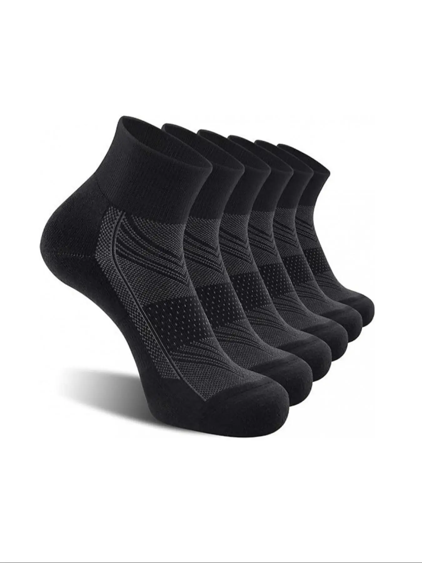 5 Pairs Men's Large Size Socks, Low Top Short Cuff, Mid Calf Sports Athletic Socks, Breathable Mesh, Summer Basketball Socks, Active Socks
