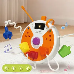 Plug Outlet Busy Board Airplane Car Travel Toys for Baby, Montessori Power Strip Sensory Educational Toy with Light & Sounds