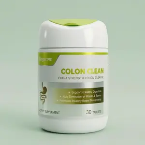 Kingscom Super Colon Cleanse Gut Cleanse 15-Day Supply Gentle Detox Constipation Relief & Gut Health Support for Women & Men with Probiotics 30 Capsules