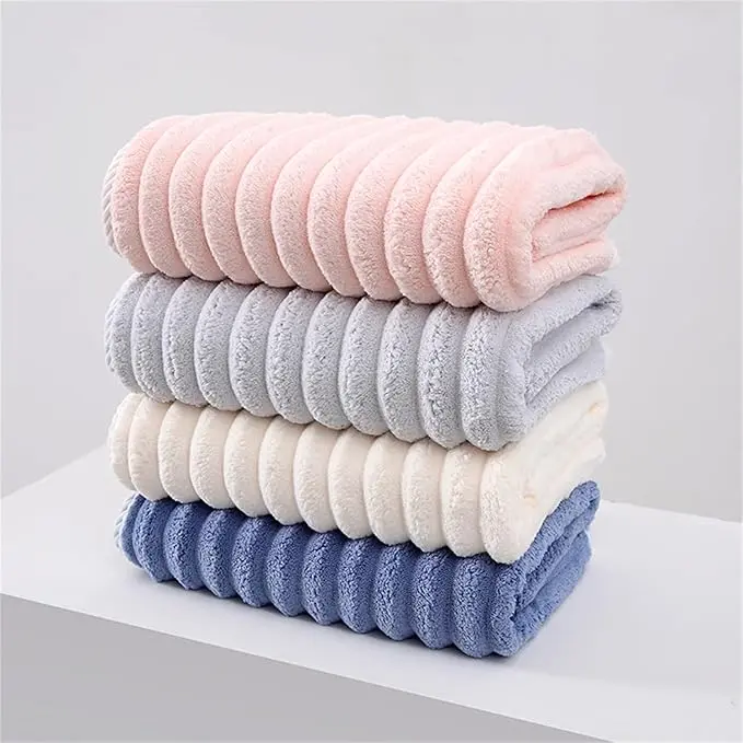 Unisex Antibacterial Ribbed Soft Microfiber Oversized Bath Towel Set - Absorbing, Drying, Hotel-Like Bath Towels for Bathroom, Home Use, Oversized Bath Towels