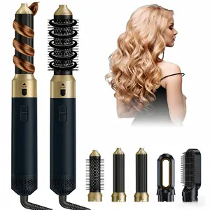 5 in 1 Air Styler Magic Hair Dryer Brush, Negative Ionic Blow Dryer Brush & 3 Heat Settings, Detachable Auto Curling & Straightening Volumizing, Frizz-Free Styling, Salon to Home Use (Black)