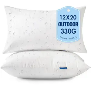 12x20 Outdoor Throw Pillows Set of 2, Waterproof Soft Support Throw Inserts, Decorative Water Resistant for Patio Furniture and Garden