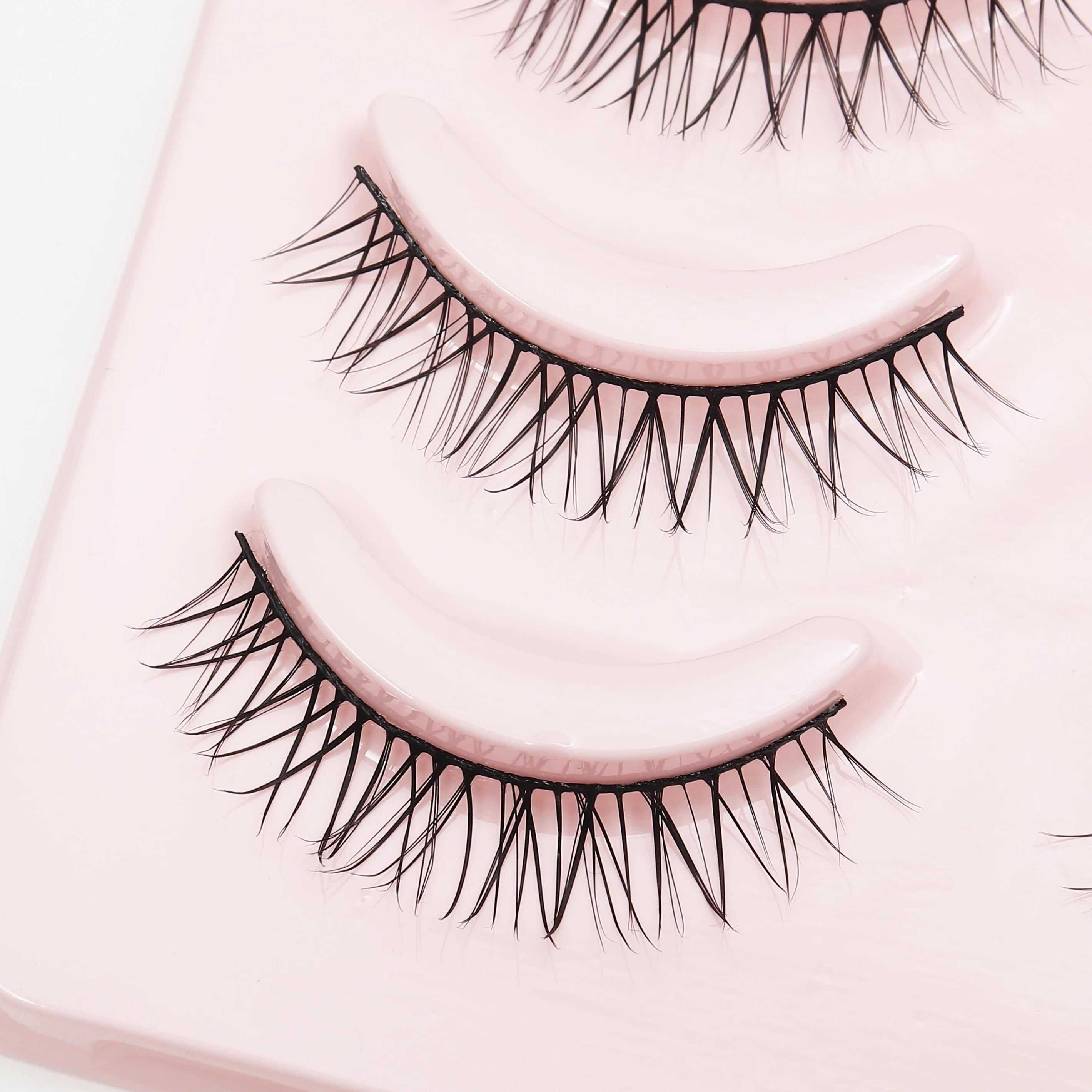 Fake Eyelash Anime Lashes 5 Pairs Little Devil Eyelashes Natural Daily Makeup Manga Eyelashes Clear Band Eyelashes