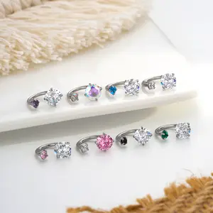 CZ Horseshoe Internally Threadless Cartilage Ring