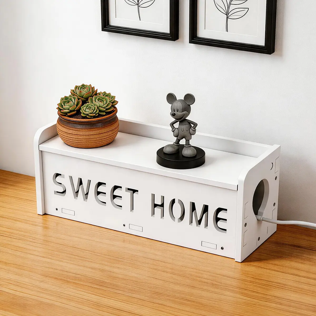 Simple Socket Organizer Shelf, Customizable Logo Design, Living Room Cable Management, Desk Cable Organizer, Conceal Wires, Stylish Storage Solution