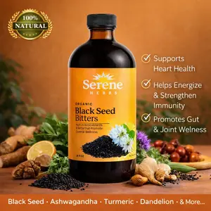 Black Seed Bitters by Serene Herbs 16oz - Made with Black Seed, Milk Thistle, Sea Moss, Dandelion Root, Ginger, Cayenne, Moringa Super Antioxidant
