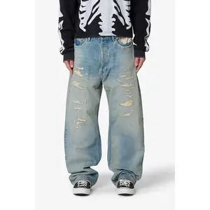mnml Distressed Ultra Baggy Denim - Blue