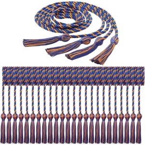 24 Pack Graduation Honor Cords with Tassels - 68 Inch Braided Cords Bulk for High School College University - Bachelor, Master, Doctoral Ceremony (Blue and Orange)
