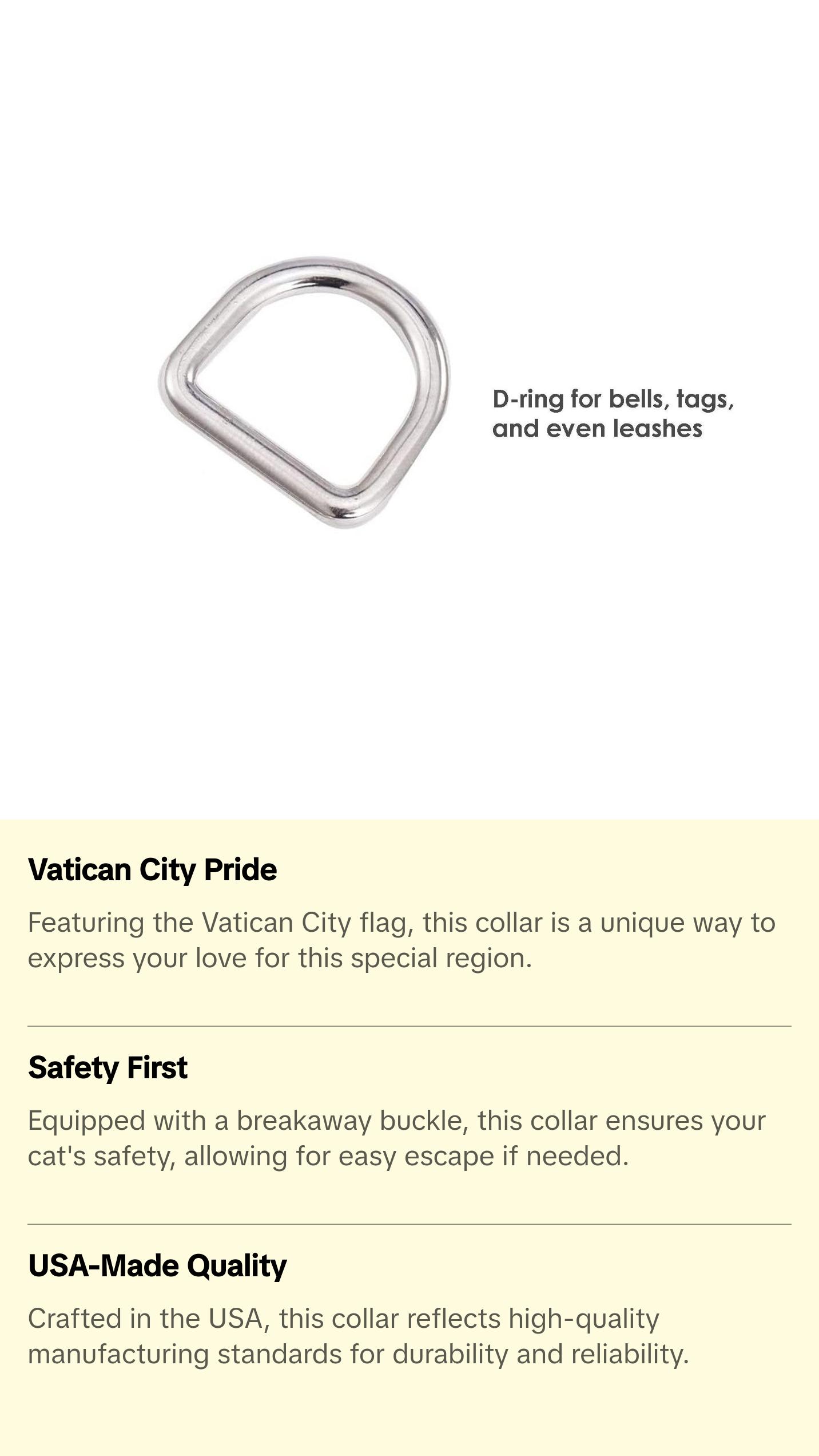 Cat Collar with Vatican City Flag | Great For National Holidays, Festivals, Parades, Sporting Events, Pride Events