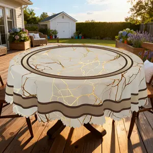 BOOPBEEP Marble Theme  Printed Tablecloth, Retro Farmhouse Style, Perfect Holiday Decoration, Mother's Day and the Perfect Gift for Friends, Ideal Indoor/Outdoor Party And Home Decor, Rectangular&Round Dining Table Cover