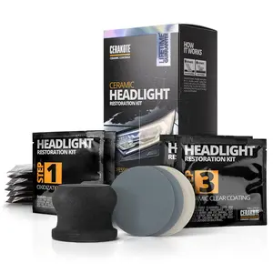 CERAKOTE Headlight Restoration Kit, Guaranteed to Last as Long as You Own Your Vehicle, 3 Easy Steps No Power Tools Required, Professional Ceramic Coating with UV Protection, DIY Headlight Fix.