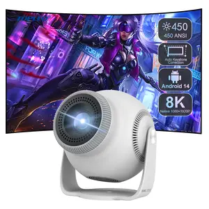 TP360 Smart Projector 2025 with Android 14.0, H726 Chipset 8K Decoder, 720P Native Home Theater, Netflix/YouTube Compatible, 180° Rotation, Auto Keystone, WLAN 5.4, Bluetooth 5.4