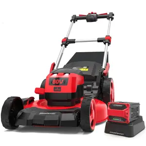 PowerSmart 80V 21" Cordless Self-propelled Lawn Mower Red, Adjustable Cutting Height, Long Runtime, Durable Construction, Wide Cutting Deck, Effortless Operation, Maintenance Free, Compact Storage, Black Friday Deal (PS76821SRB)