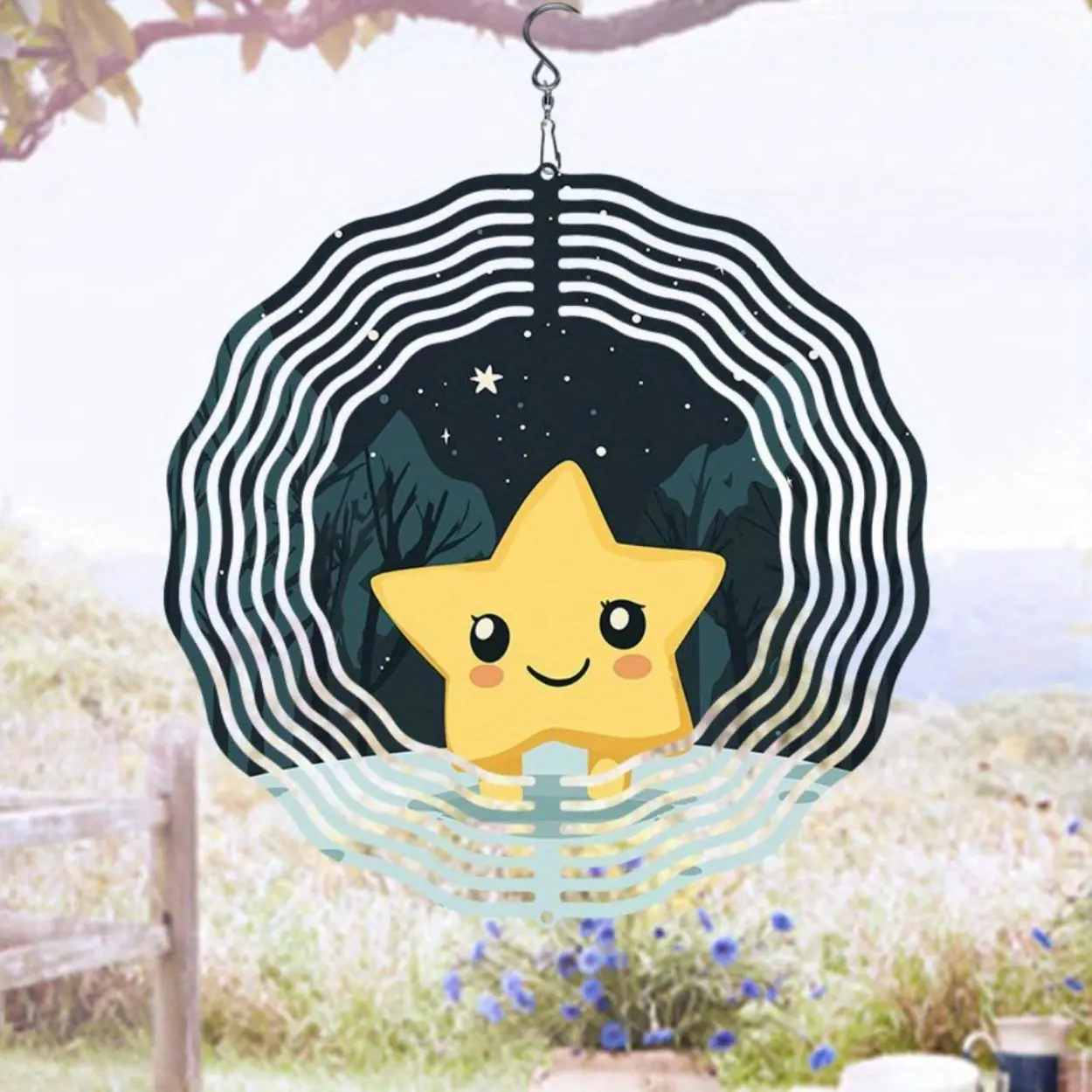 Cute Star Design Hanging Wind Spinner, 360 Degree Rotating Wind Spinner, Outdoor Garden Decor, Home Decor, Room Decor