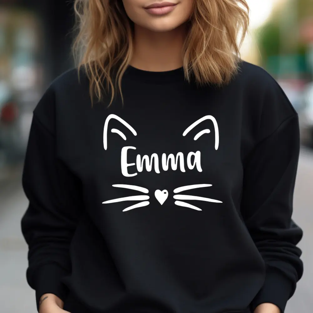 Personalised Cat Name TShirt - Personalised Gift, Cat Ears, Custom Shirt, Cat Lover Tee, Animal Lovers