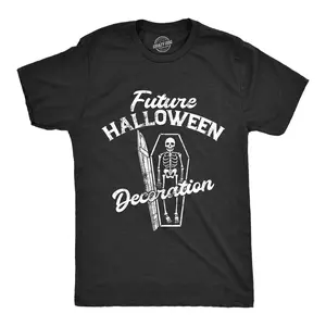 Mens Future Halloween Decoration T Shirt Funny Spooky Dead Skeleton Coffin Joke Tee for Guys Mens Funny T Shirts Cool Vintage Fashion T-Shirt Gift Classic Menswear Halloween Apparel for Men Funny Sarcastic Black -