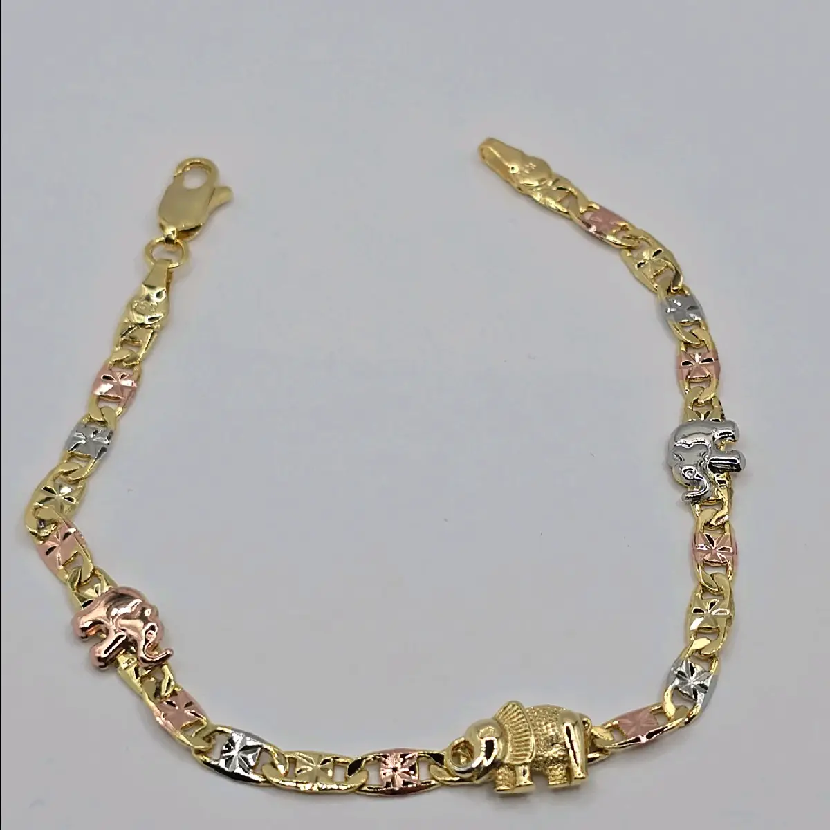 Elephant's beautiful bracelet three colors Gold-plated 7"inches