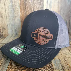 Certified YouTube mechanic leather patch meshback snapback trucker cap baseball