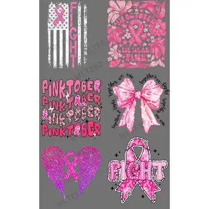 BREAST CANCER AWARENESS (2) PREMADE GANGSHEET  - 22X36  DTF TRANSFERS - DIRECT TO FILM