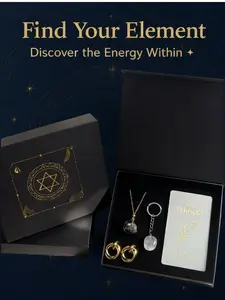 TikTokShop Holiday Deals! Original Whisper Element Jewelry Set - Handmade Amethyst & Clear Quartz + Freedom Spiritual Card | Occult Symbol Crystal Energy Gift for Her | Valentine's Day & New Year 2026 Gift Natural Crystal Set