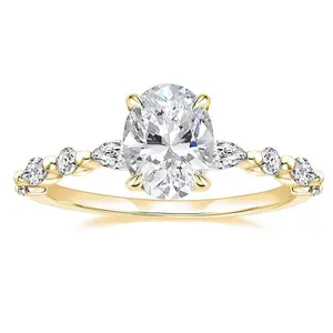 Oval-cut cubic zirconia engagement solitaire ring, ring-shaped shining commitment ring, suitable for women to wear Size 6 to 10