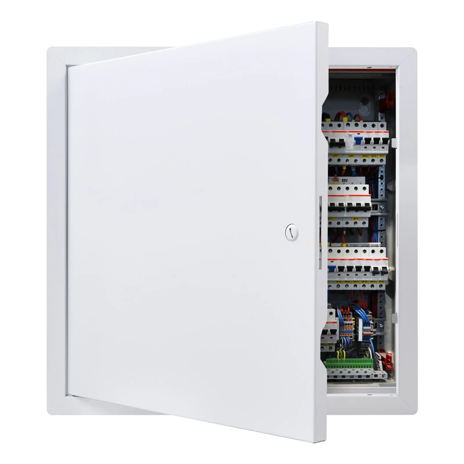 VEVOR 15.2" Square Galvanized Steel Drywall Access Panel, 14.4x14.4 in Cutout Size, Hinged Service Panel with Screwdriver Latch & 1:1 Paper Installation Template, Seamless Welding, for Ceiling Plumbing Electrical, 15.2 X 15.2 In