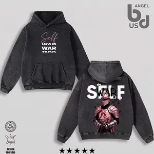 Limited 'Self War' Streetwear Urbanwear Hoodie Wash – Oversize Unisex Cotton, Double Printed Cool Style, Graphic Tee, Streetwear, Menswear, Gift For Men and Women LWU 8L3