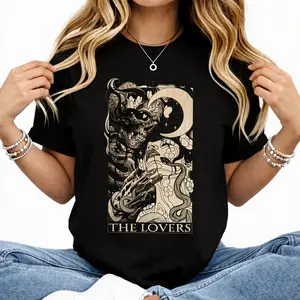 Tarot Shirt 'The Devil' Cards Washed Tee Tarot lover for Women's Vintage Tshirt