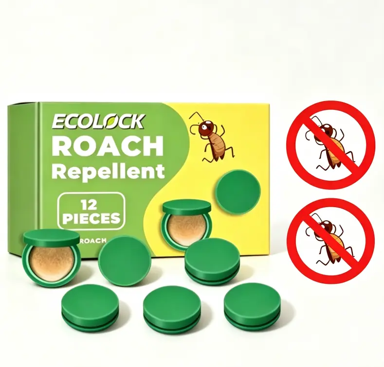 Extra Strength Roach Repellent 12 Pack Natural Enhanced Formula Long Lasting Cockroach Barrier Safe For Pets & Kids Ideal For Kitchen Bathroom Closet Cabinets Storage Room Anti Roach Deterrent Discs