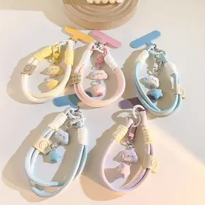 Handmade Candy-Colored Cloud & Star Charms Nylon Phone Lanyard with Wristband - Cute Decorative Accessory - For Girls & Women - Perfect Christmas Gift - Phone Decorations