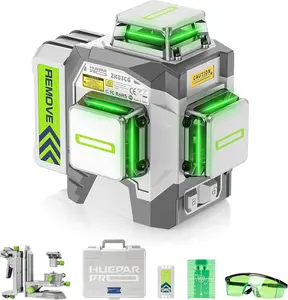 Huepar 3x360 Green Beam Self-Levelling 3D Cross Line Portable Laser Level, High-Accuracy Measuring Tool with 8000mAh Rechargeable Li-ion Battery, Magnetic Bracket, Hard Carry Case ZK03CG, Self Levelling Laser