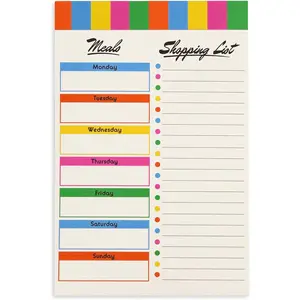 Weekly Meal Planner with Shopping List, 52 Page Wellness  Journal,  Grocery List Notepad for  Prep, Colorblock