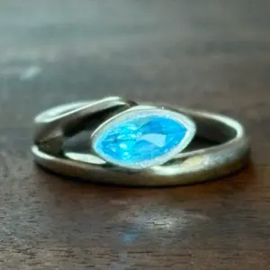 Sterling Silver Blue Topaz Semi Precious Ring December Birthstone