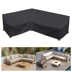 Zanhubruake Terrace L-Shaped Left Side Sofa Cover Waterproof For 6-Person Outdoor Combination Furniture Sofa 82x106 Inches Wide, Black