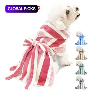Pet Striped Hat Bathrobe, Adhesive Tie Design, Universal Absorbent Clothes for Dogs and Cats, Suitable for Small Medium Large Pets #GLOBAL PICKS