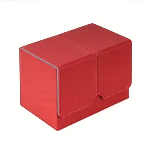 Double Layer PU Lattice Drawer Card Storage Box, Round Center Collectible Card Holder, Organizer for Trading Cards, Trade Card Box
