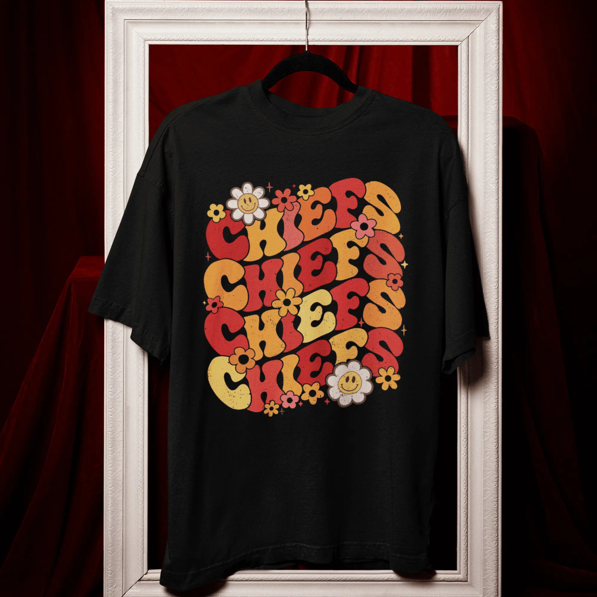 Retro Chiefs T-Shirt, Chiefs Shirts, Floral Mascot Shirt, Football Mom Shirts, College Football Shirts, Football Shirt Women, Game Day