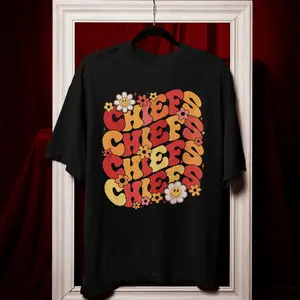 Retro Chiefs T-Shirt, Chiefs Shirts, Floral Mascot Shirt, Football Mom Shirts, College Football Shirts, Football Shirt Women, Game Day
