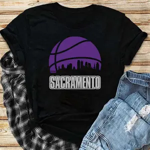 Retro Kings Basketball Sacramento City Skyline T-Shirt