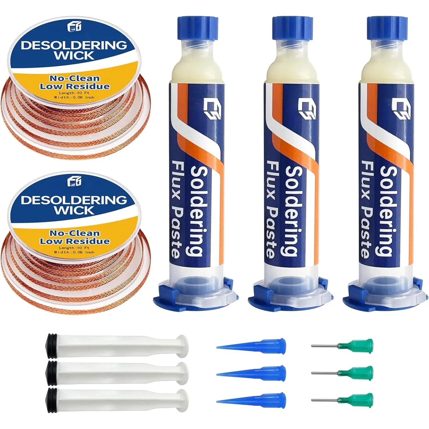 Solder Wick and Soldering flux for Electronics Repair, No Clean Flux, Solder Removal Kit
