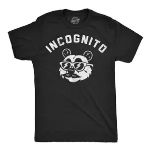 Mens Funny T Shirts Incognito Panda Sarcastic Animal Graphic Novelty Tee for Men Mens Funny T Shirts Cool Vintage Fashion T-Shirt Gift Classic Menswear Sarcastic Apparel for Men Funny Animal Short Sleeve Black -