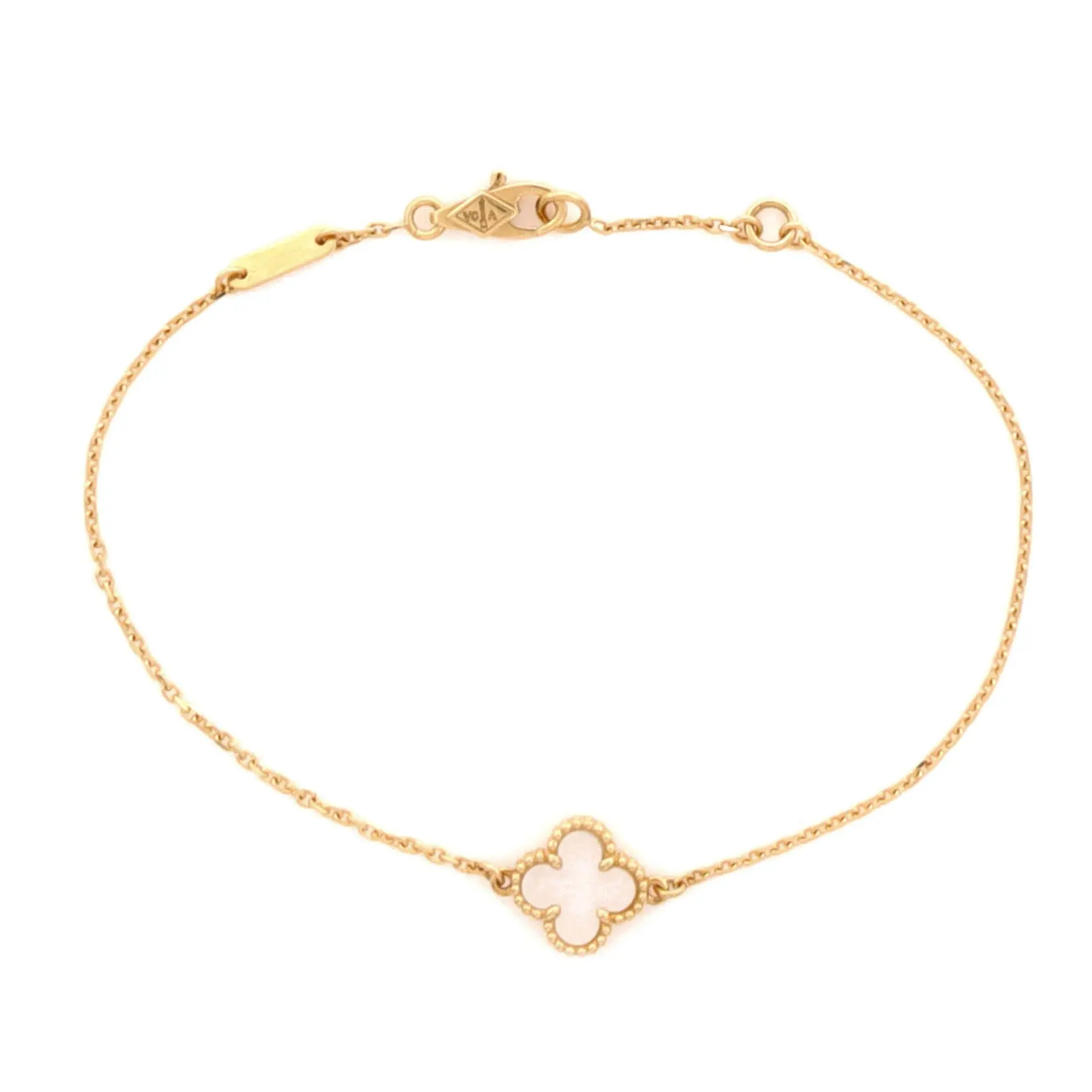 Pre-owned Van Cleef & Arpels Sweet Alhambra Bracelet 18K Yellow Gold and Mother of Pearl by Rebag