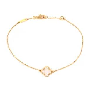 Pre-owned Van Cleef & Arpels Sweet Alhambra Bracelet 18K Yellow Gold and Mother of Pearl by Rebag