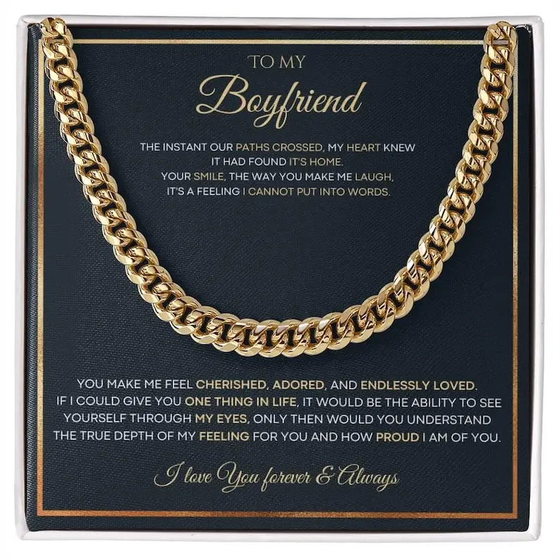 Gift for Boyfriend, Gold Chain Gift To My Boyfriend, Christmas Anniversary Gift for Boyfriend, Valentines Gift, Necklace From Girlfriend
