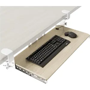Keyboard Tray Under Desk Pull Out with Extra Sturdy C Clamp Mount System, 27.3 (32.5 inch Including Clamps) x 11 Inch Slide-Out Platform  Drawer for Typing Grain 01WG01