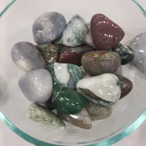 Natural polished Moss Agate tumbled stone
