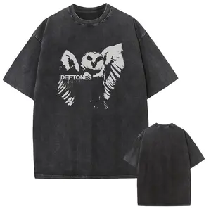 Hip Hop Rock Band Washed Heavyweight Cotton Tee Oversized Unisex Summer Streetwear Gothic Punk Grunge Style Casual Soft Daily Wear Urban Fashion Top for Men Women