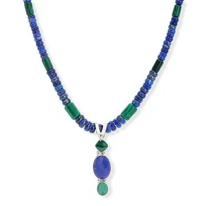 Mine Finds by Jay King Lapis and Malachite Beaded Pendant Necklace