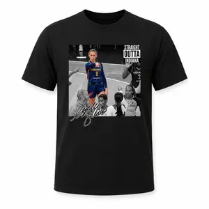 Women's Indiana Hoops Enforcer Printed Top - Blonde Basketball Star Collage T-Shirt, Fitted Short-Sleeve, Unisex Hoodie, Sweatshirt, Game Day Fan Apparel Gift for Sports Lovers